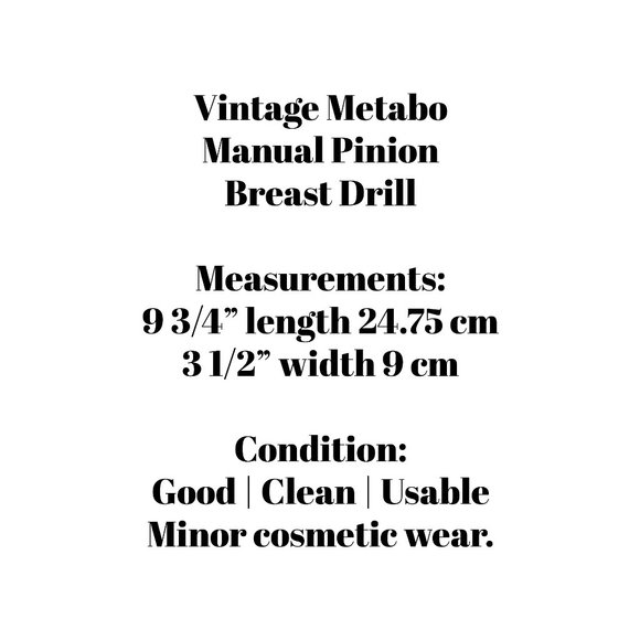 Vintage Metabo Manual Pinion Breast Drill - Picture 13 of 13